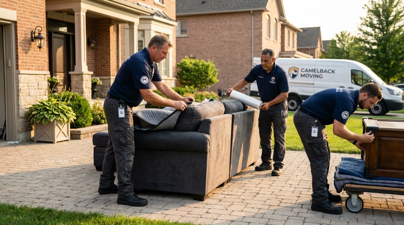 Large estate moving crew wrapping furniture in Valdese, NC